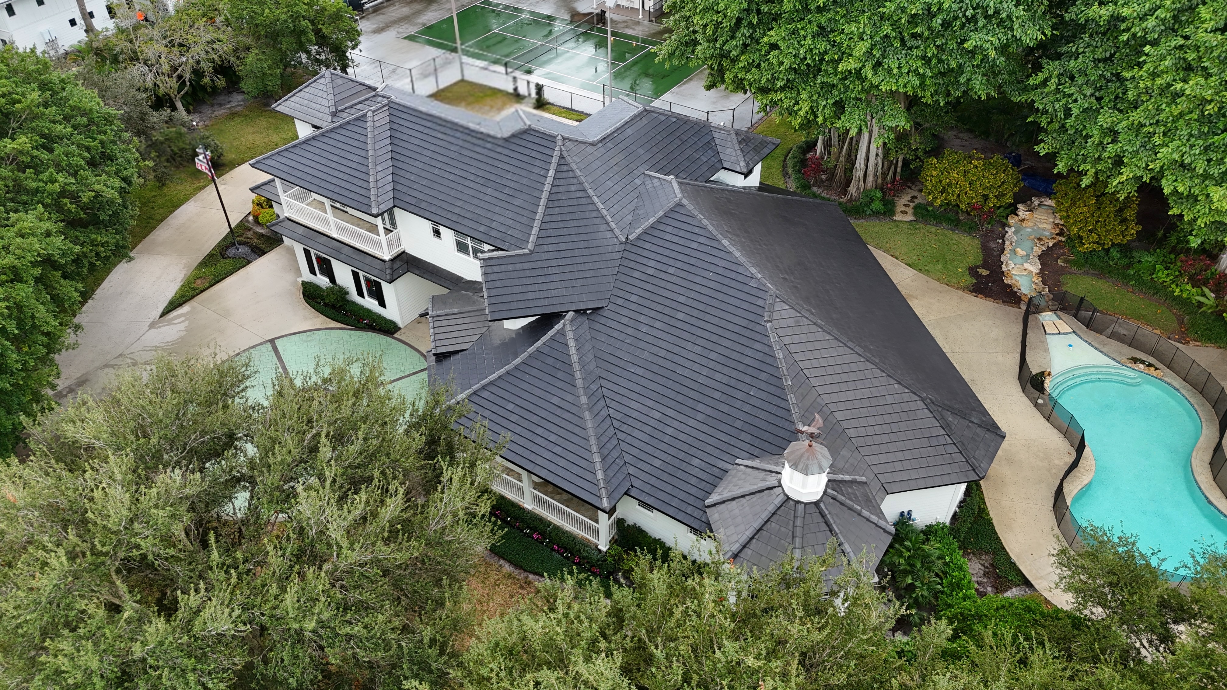 Florida waterfront estate overhead